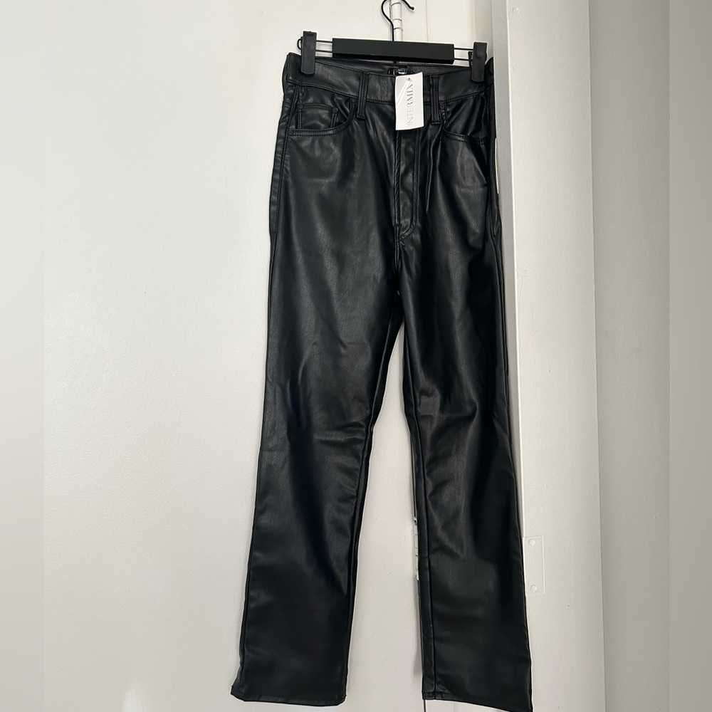 MOTHER DENIM, SIZE 26 Cropped Flare Leather Pants, New With Tags!